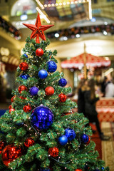 Photo of Christmas decorated with colorful balls of fir in store