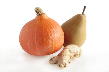 pumpkin,pear and ginger for cooking tasty soup