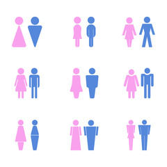 icons with vector male and female toilet signs for your design