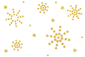 Glitter star and dot firework paper cut background - isolated