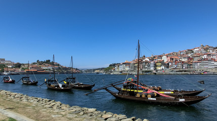 Fototapeta na wymiar Rabelo Boats in the port of Porto