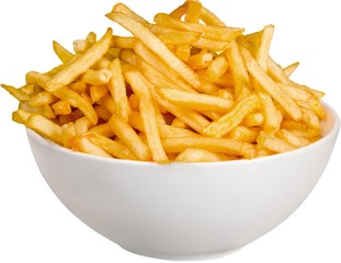 French Fries In Bowl - Isolated