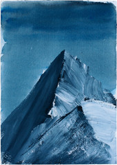 Gipfel "Gasherbrum 7", Berglandschaft Himalaya, Aquarelle, verschneite Gipfel