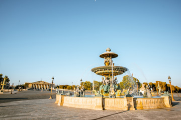 Maritime fountain on Concordia square during the morning light in Paris