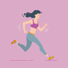 Fototapeta na wymiar Sport jogging girl run illustration