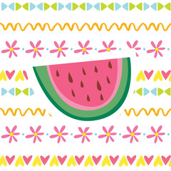 Cute cartoon watermelon slice illustration