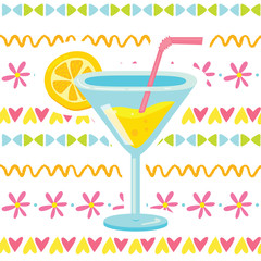Cute cartoon summer cocktail illustration