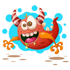 Plakat Funny, cute crazy pumpkin character. Halloween illustration. For printing on T-shirts. Vector eps 10