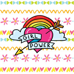 Girl power heart sticker on boho ornament