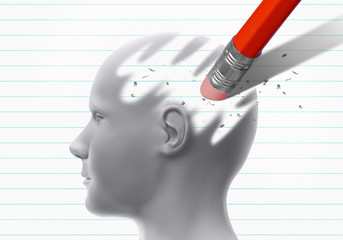 Head erased by pencil eraser