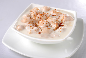 Dahi Bhallay, A yogurt base deleciuos street snack available with plain spicy, mix chat, papri, meethe & chana chaat 