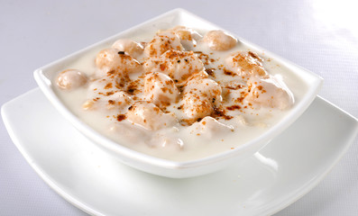 Dahi Bhallay, A yogurt base deleciuos street snack available with plain spicy, mix chat, papri, meethe & chana chaat 
