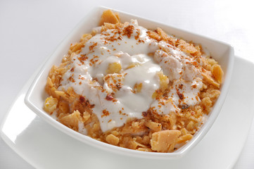 Dahi Bhallay, A yogurt base deleciuos street snack available with plain spicy, mix chat, papri, meethe & chana chaat 