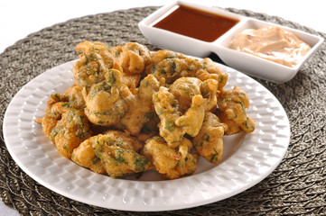 Pakora, a full nutrition spicy food with stuffed onion, chilli &  gram flour