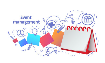 notebook reminder icon agenda event management concept sketch doodle horizontal vector illustration