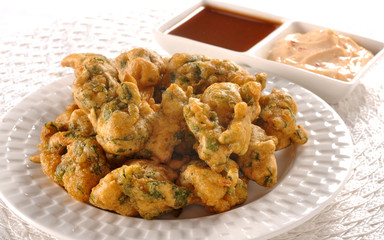 Pakora, a full nutrition spicy food with stuffed onion, chilli &  gram flour