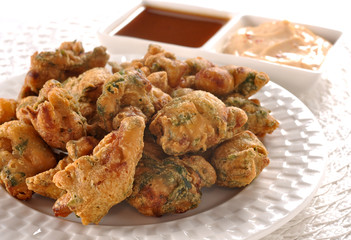 Pakora, a full nutrition spicy food with stuffed onion, chilli &  gram flour
