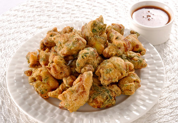 Pakora, a full nutrition spicy food with stuffed onion, chilli &  gram flour