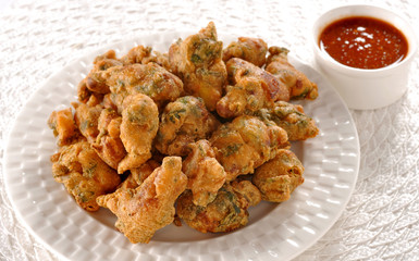 Pakora, a full nutrition spicy food with stuffed onion, chilli &  gram flour