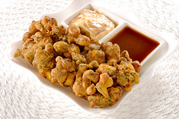 Pakora, a full nutrition spicy food with stuffed onion, chilli &  gram flour
