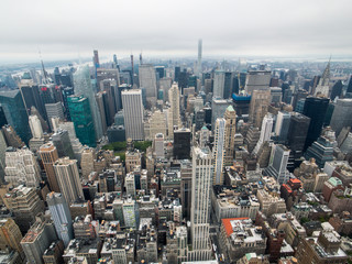 Aerial view of Manhattan skyscraper from Empire state building observation deck