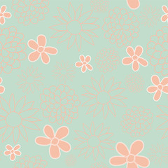 Vector Green Floral Garden Tea Party Seamless Pattern Background. Perfect for wallpaper, fabric and scrapbooking projects