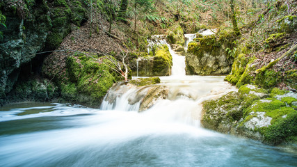 Langzeitaufnahme in der Twannbachschlucht, Wasser, Bach, Bewegung, Natur