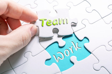 The Words Team And Work In Missing Piece Jigsaw Puzzle