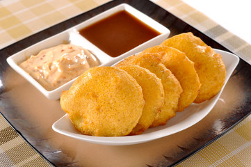 Potato Pakora with chutney, a traditional light tea time snack