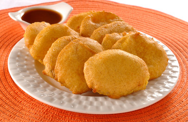 Potato Pakora with chutney, a traditional light tea time snack