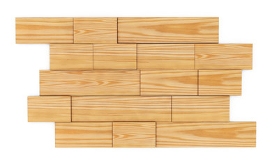 3d render of pine wood floor tiling assembly