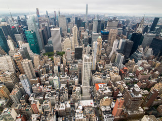 Aerial view of Manhattan skyscraper from Empire state building observation deck