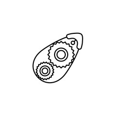 Black & white vector illustration of tape dispenser. Line icon of adhesive for packaging, sealing & wrapping. Tools for scrapbook, decoupage. Isolated on white background