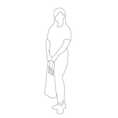 outline girl with bag