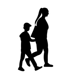 black silhouette of mother and child