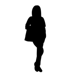 vector, on white background, silhouette of girl with bag