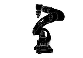 silhouette robotic arm vector