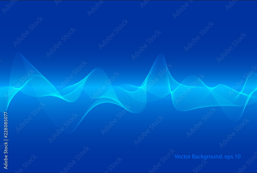 Poster abstract blue digital equalizer, vector of sound wave pattern element