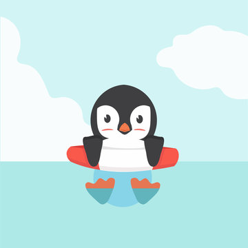 Cute Penguin swimming inflatable ring  cartoon