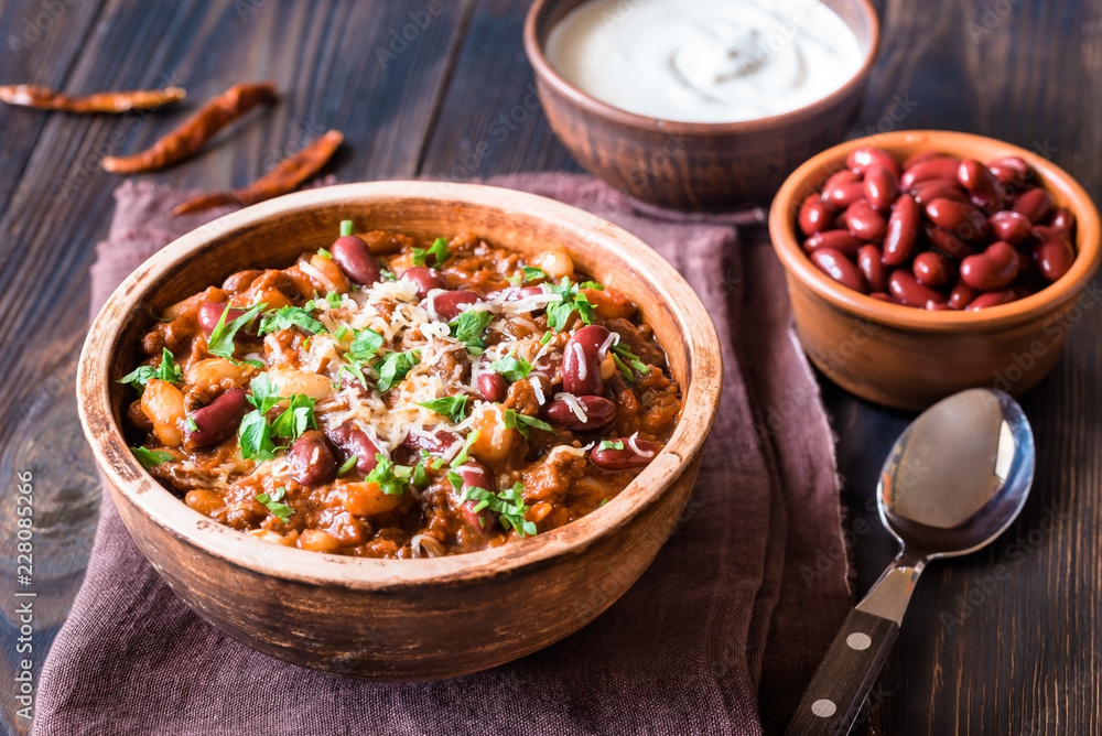 Wall mural bowl of chili con carne