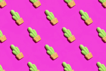 Colorful background with gummy candies in form of cactus