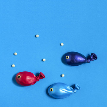 Funny fishes made from balloons