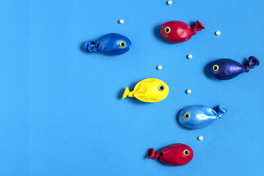 Funny fishes made from balloons