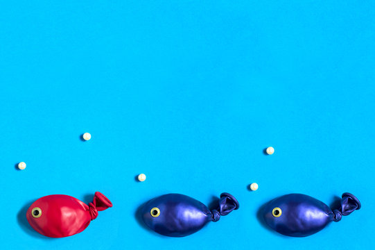 Funny fishes made from balloons