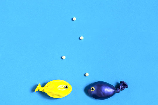 Funny fishes made from balloons