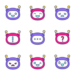 Obraz premium Robot emojis color icons set