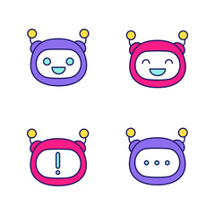 Robot emojis color icons set