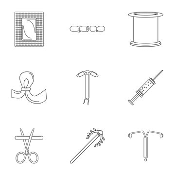 Type contraception icon set. Outline set of 9 type contraception vector icons for web design isolated on white background