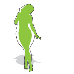 Conceptual fat overweight obese female vs slim fit healthy body after weight loss or diet with muscles thin young woman isolated. Fitness, nutrition or fatness obesity, health silhouette shape