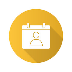 Contact calendar flat design long shadow glyph icon